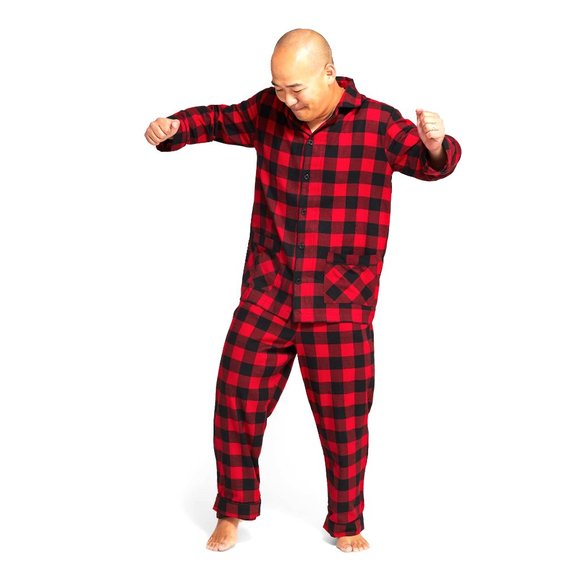 Plaid Buffalo Check Red/Black Flannel Pajamas S - Picture 1 of 6